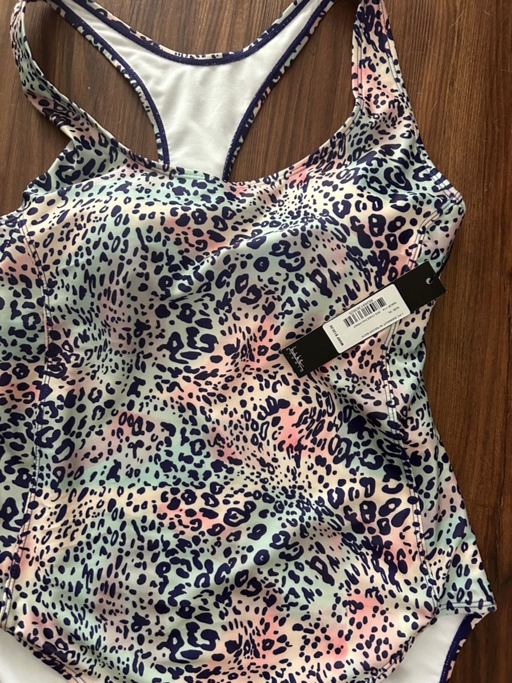 Nicole Miller Multicolor Leopard Print One-Piece Swimsuit - Navy, Pink, Mint